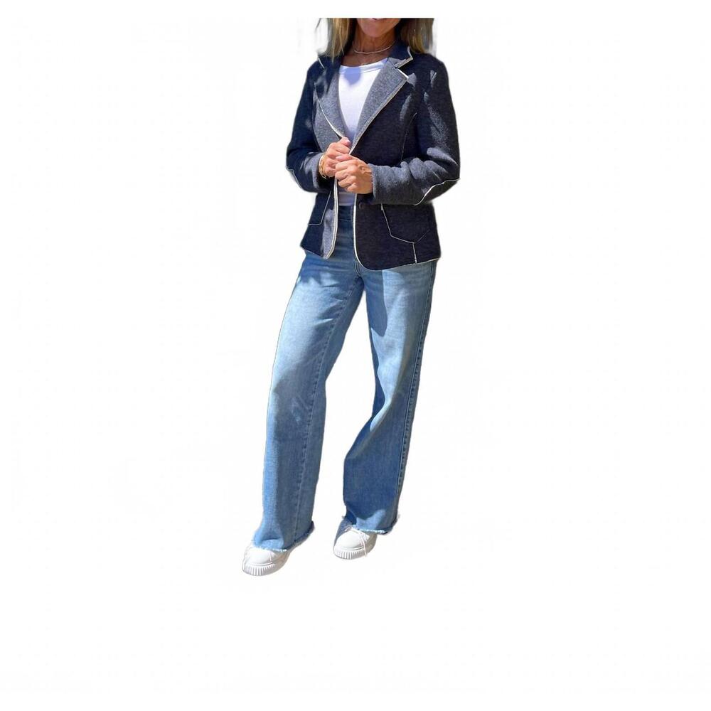 NEW FEMME FATALE lindz knit equestrian blazer in navy